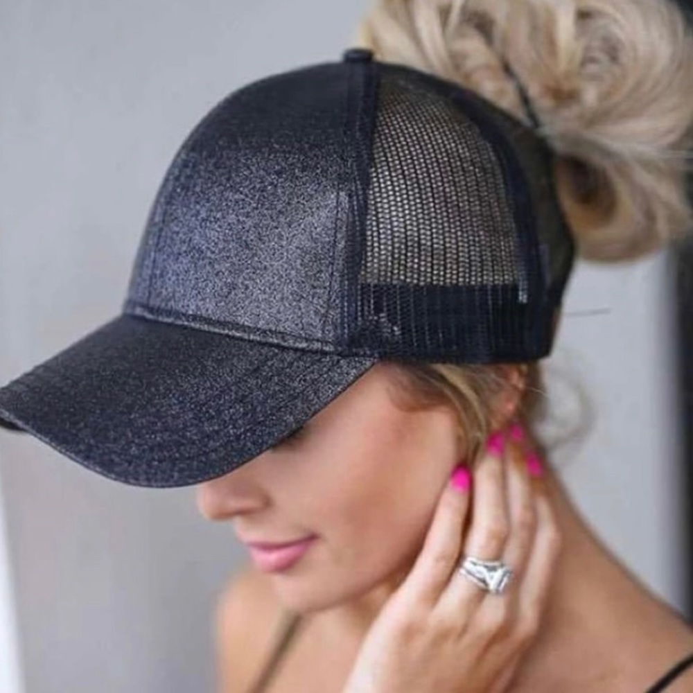 Glitter Cap with High Ponytail Slit